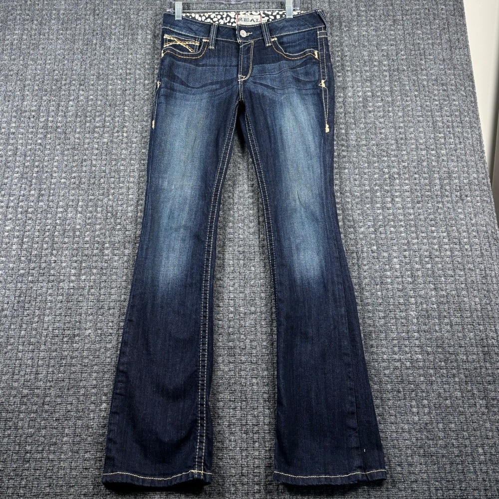 Ariat REAL Denim Bootcut Jeans Dark Wash Embroidered Pockets 30R Womens